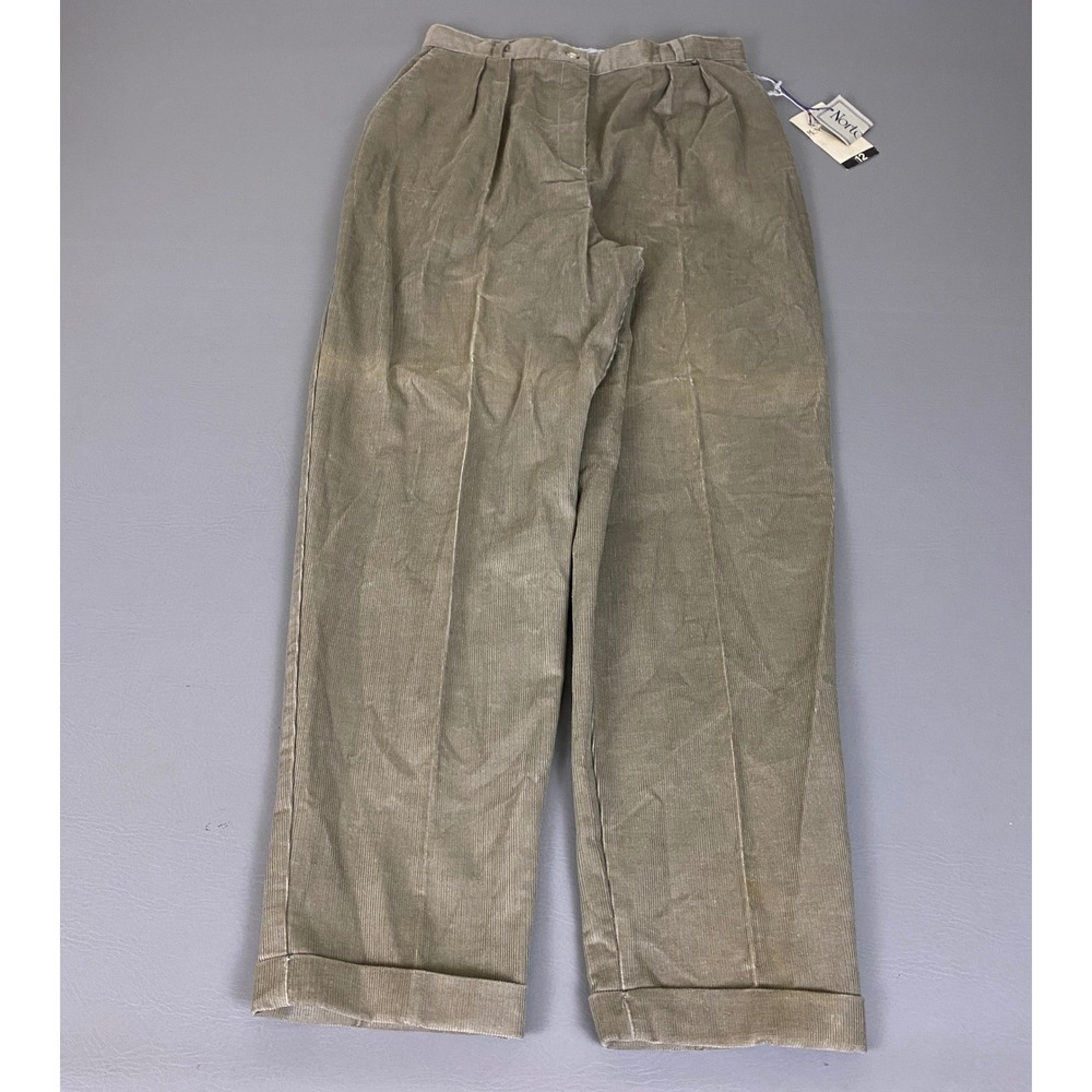 Vintage Norton McNaughton Corduroy Trousers 12 Tan Beige Pleated New w/ Flaws*